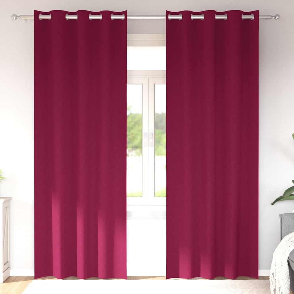 Zavjese za blackout s prstenovima 2 pcs Vinska crvena