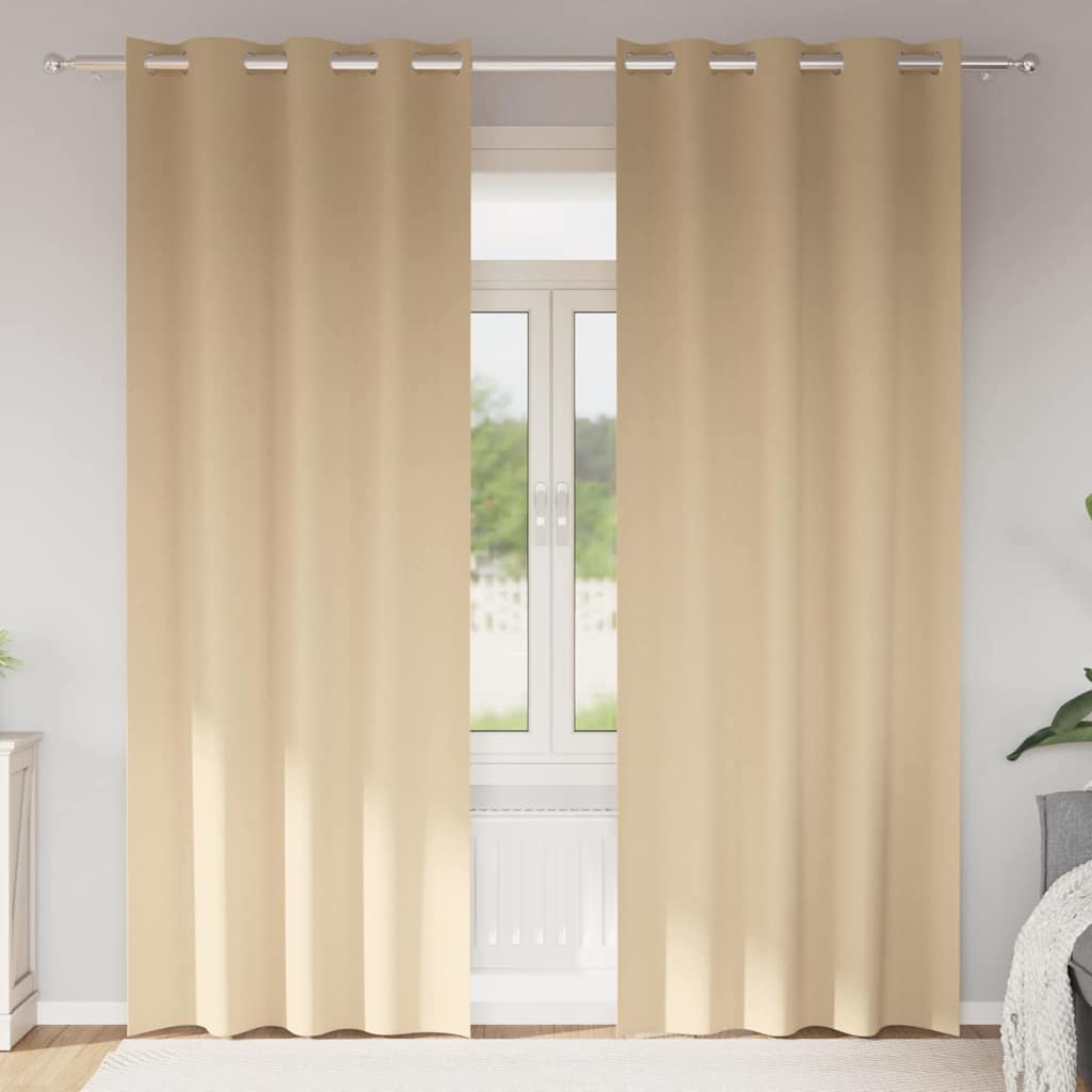 Zavjese za blackout s prstenovima 2 pcs Krema 225 x 140 cm