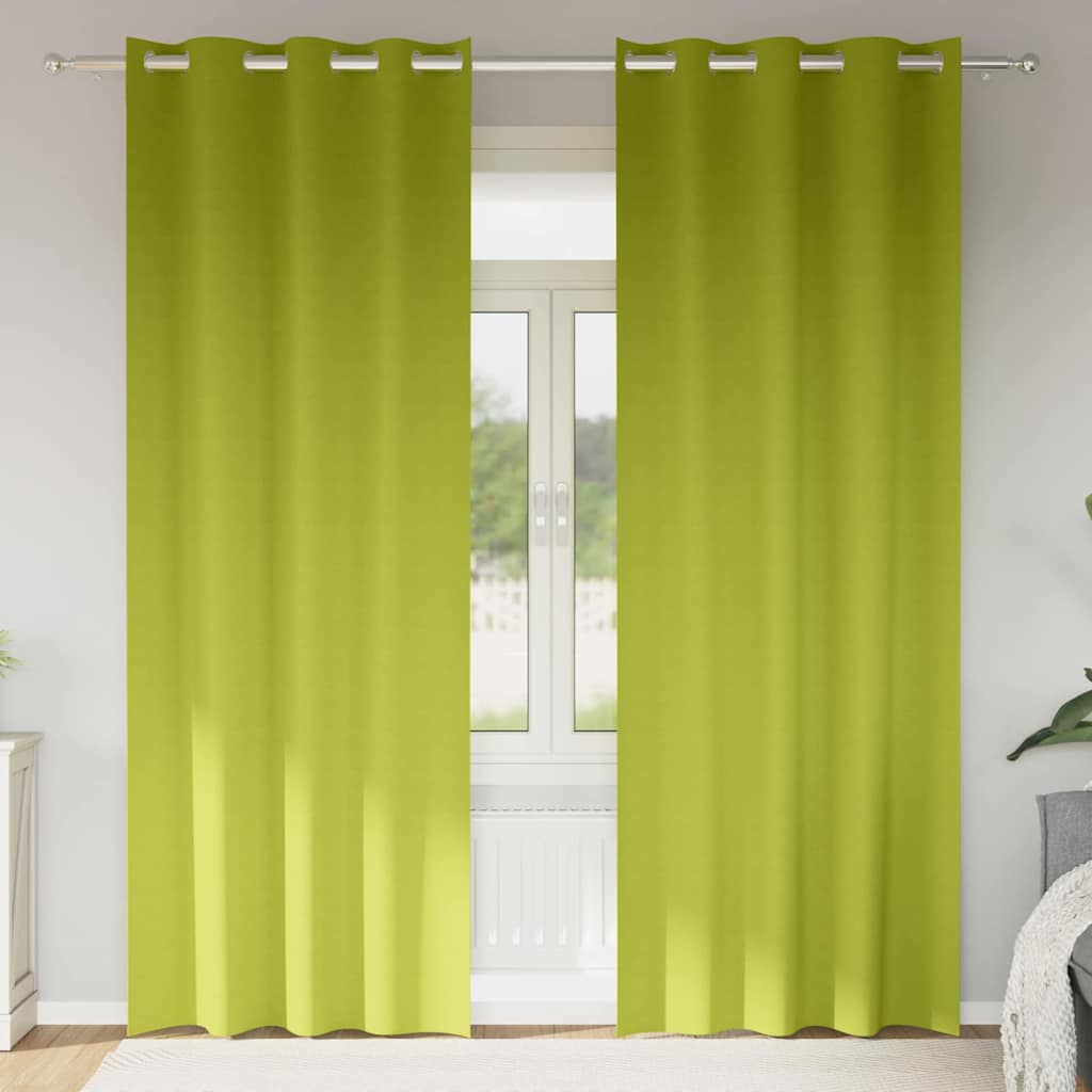 Zavjese za blackout s prstenovima 2 pcs Zelena 260 x 140 cm