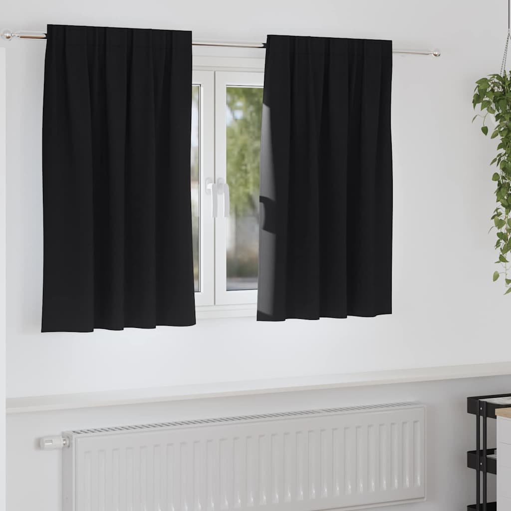 Zavjese za blackout s prstenovima 2 pcs Crna 140 x 140 cm