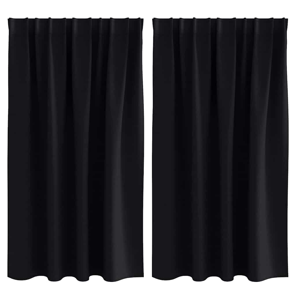 Zavjese za blackout s prstenovima 2 pcs Crna 140 x 140 cm