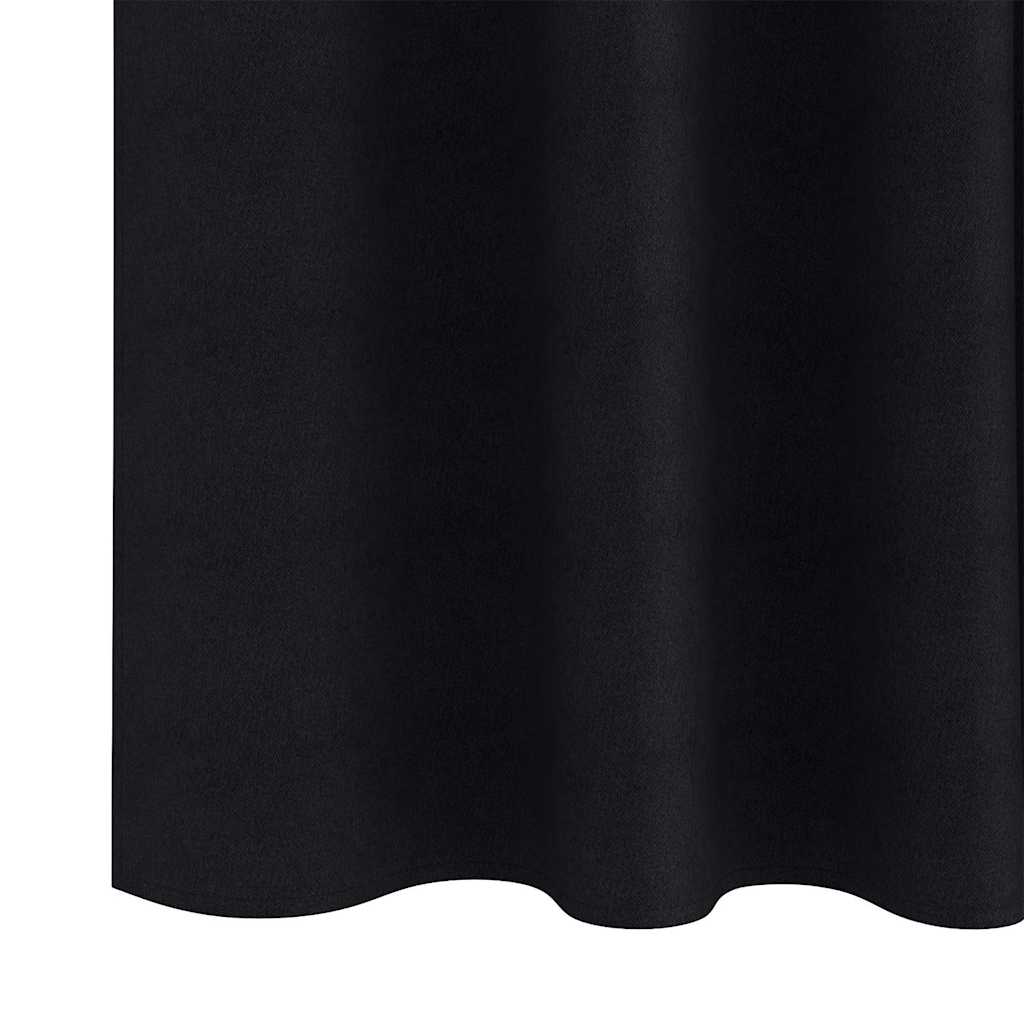 Zavjese za blackout s prstenovima 2 pcs Crna 225 x 140 cm