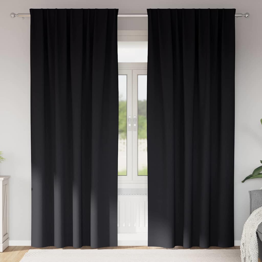 Zavjese za blackout s prstenovima 2 pcs Crna 225 x 140 cm