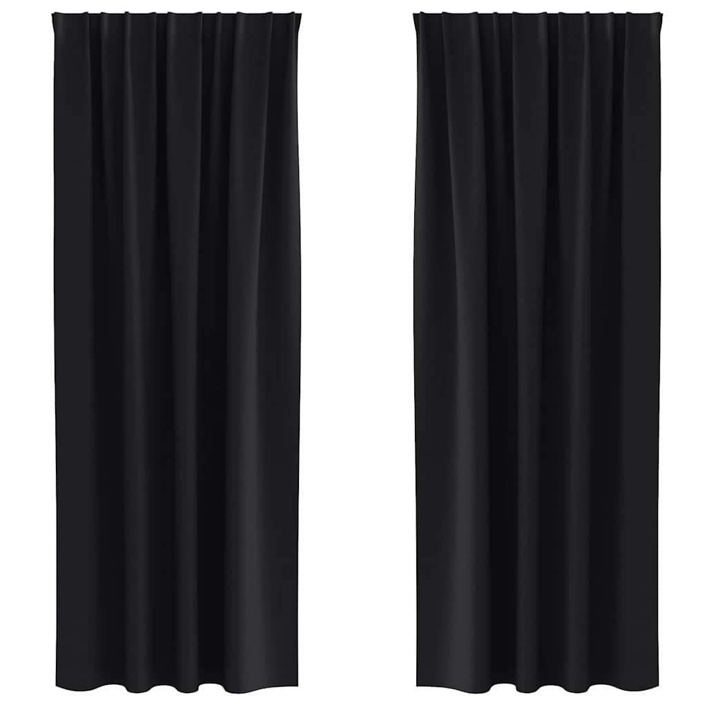Zavjese za blackout s prstenovima 2 pcs Crna 225 x 140 cm