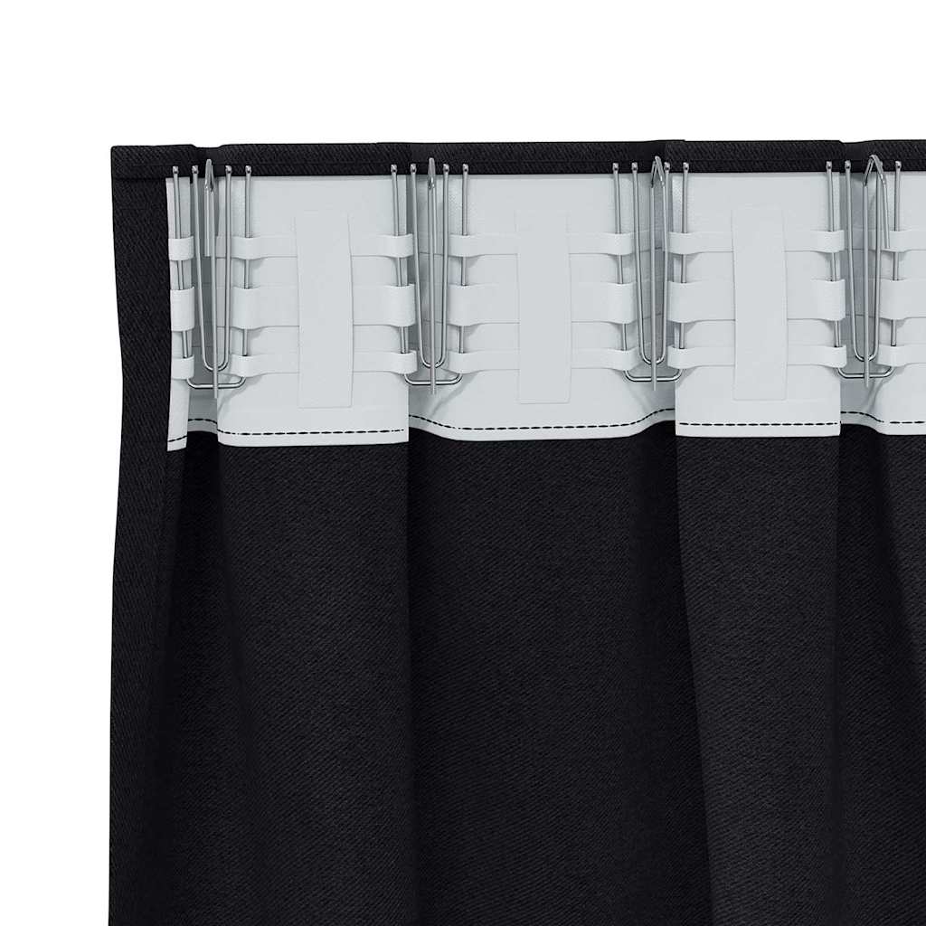 Zavjese za blackout s prstenovima 2 pcs Crna 260 x 140 cm