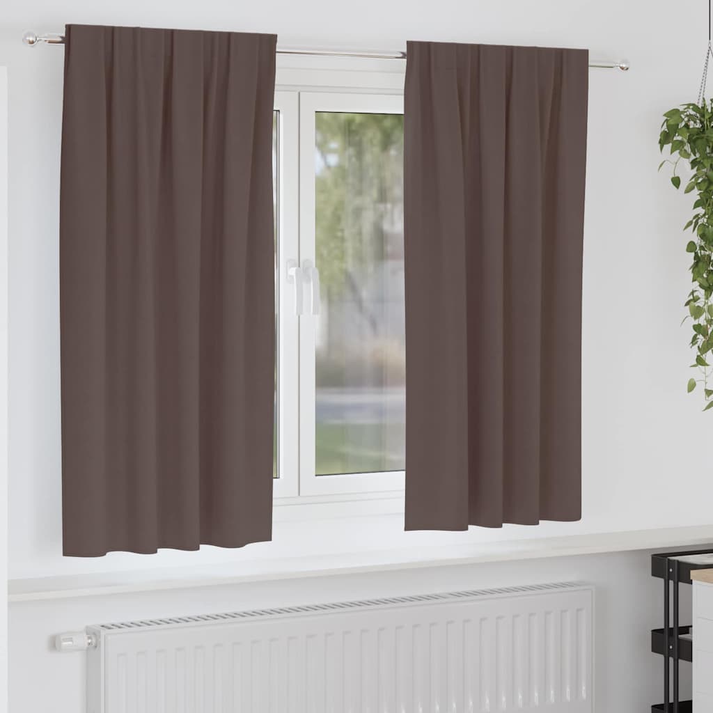 Zavjese za blackout s prstenovima 2 pcs Tamno smeđa