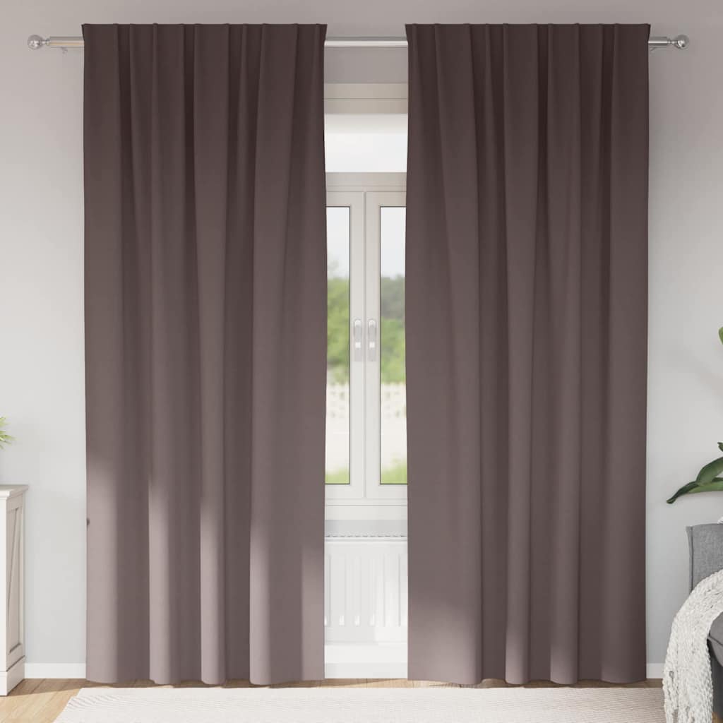 Zavjese za blackout s prstenovima 2 pcs Tamno smeđa