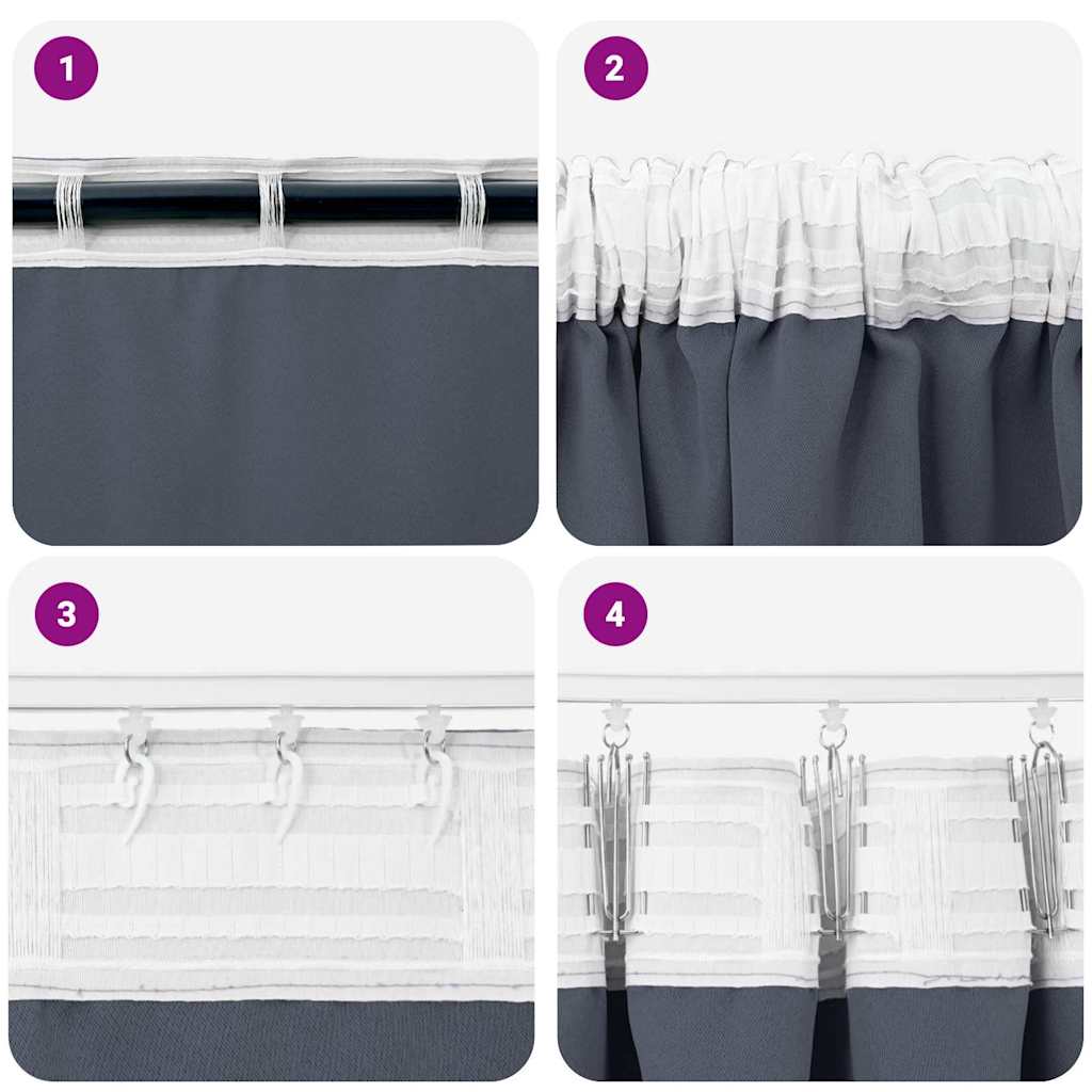Zavjese za blackout s prstenovima 2 pcs Antracit 260 x 140 cm