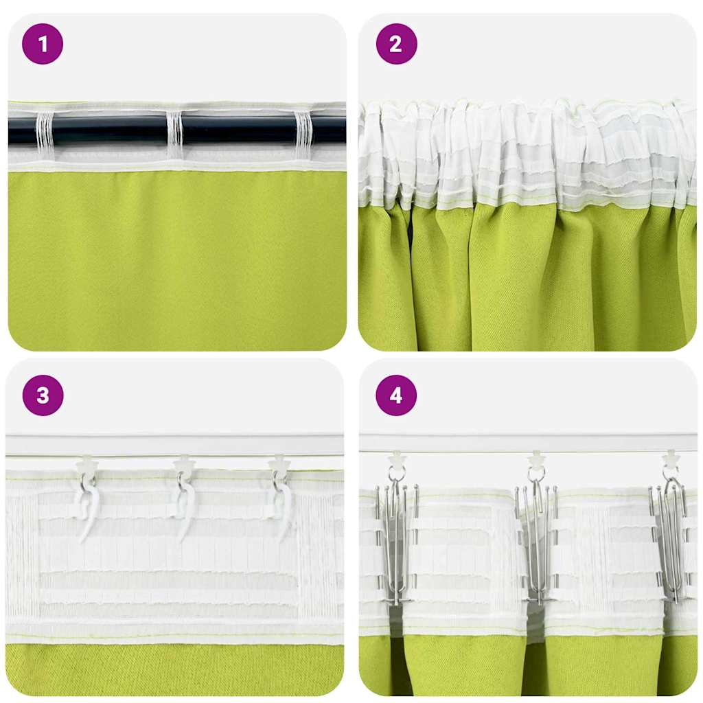 Zavjese za blackout s prstenovima 2 pcs Zelena 175 x 140 cm