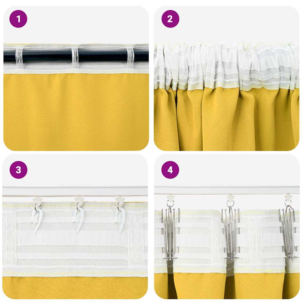 Zavjese za blackout s prstenovima 2 pcs Žuta 225 x 140 cm
