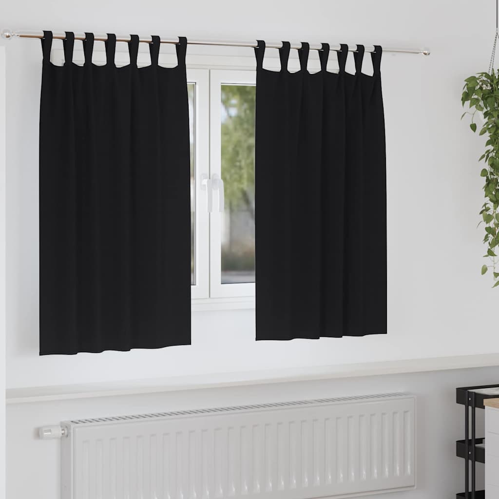 Zavjese za blackout s prstenovima 2 pcs Crna 140 x 140 cm