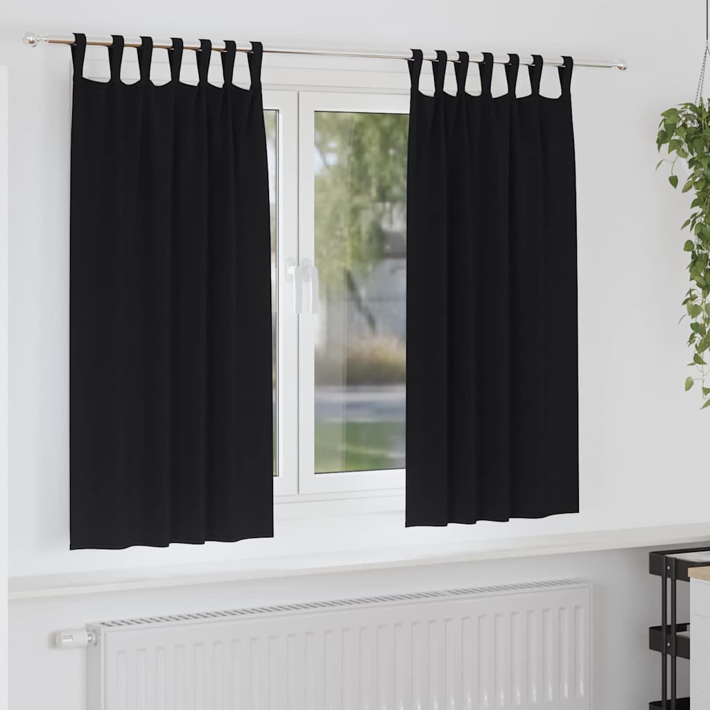 Zavjese za blackout s prstenovima 2 pcs Crna 175 x 140 cm