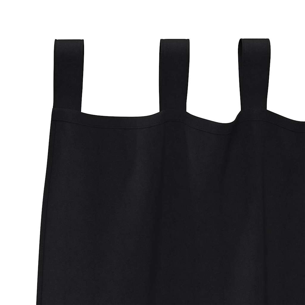 Zavjese za blackout s prstenovima 2 pcs Crna 225 x 140 cm