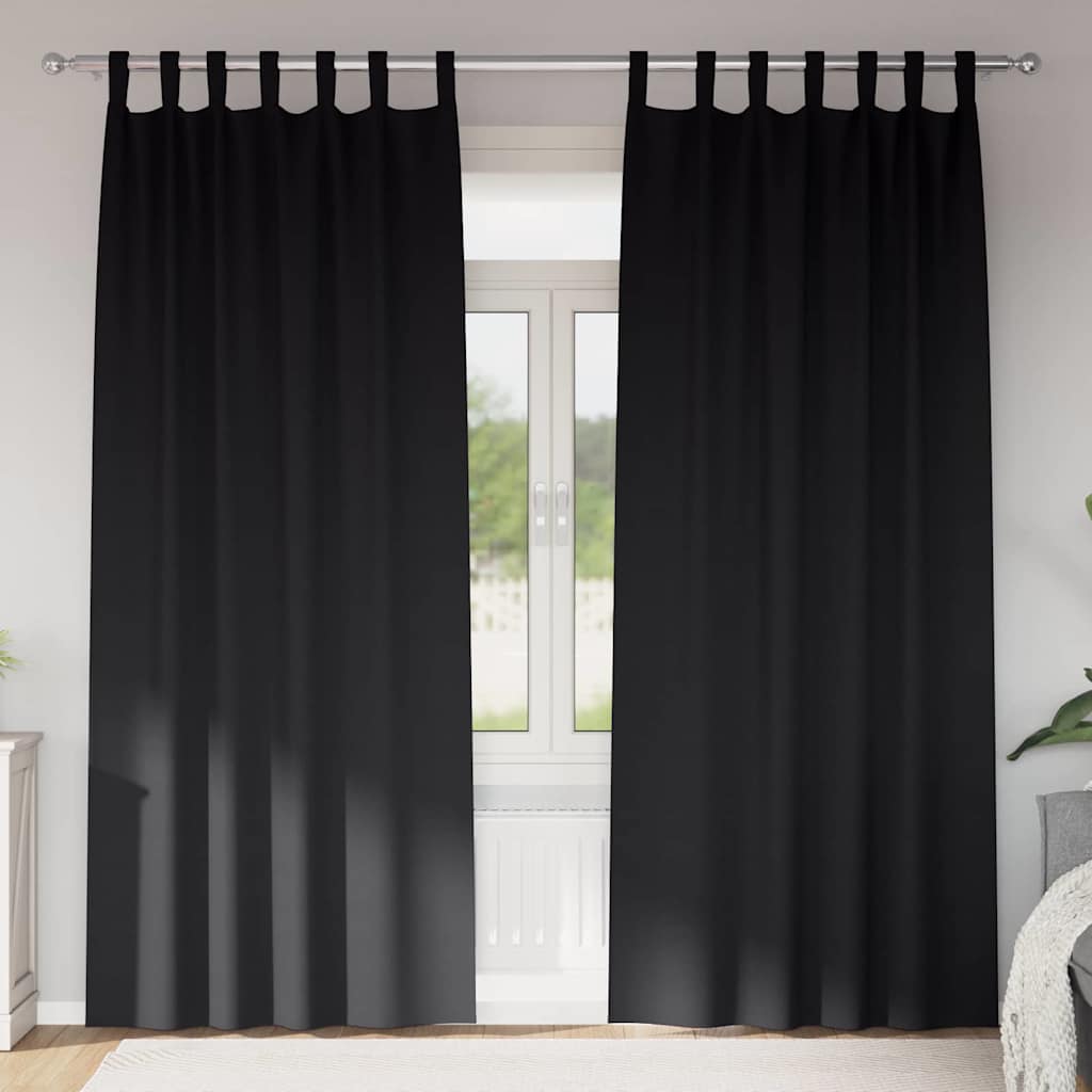 Zavjese za blackout s prstenovima 2 pcs Crna 225 x 140 cm