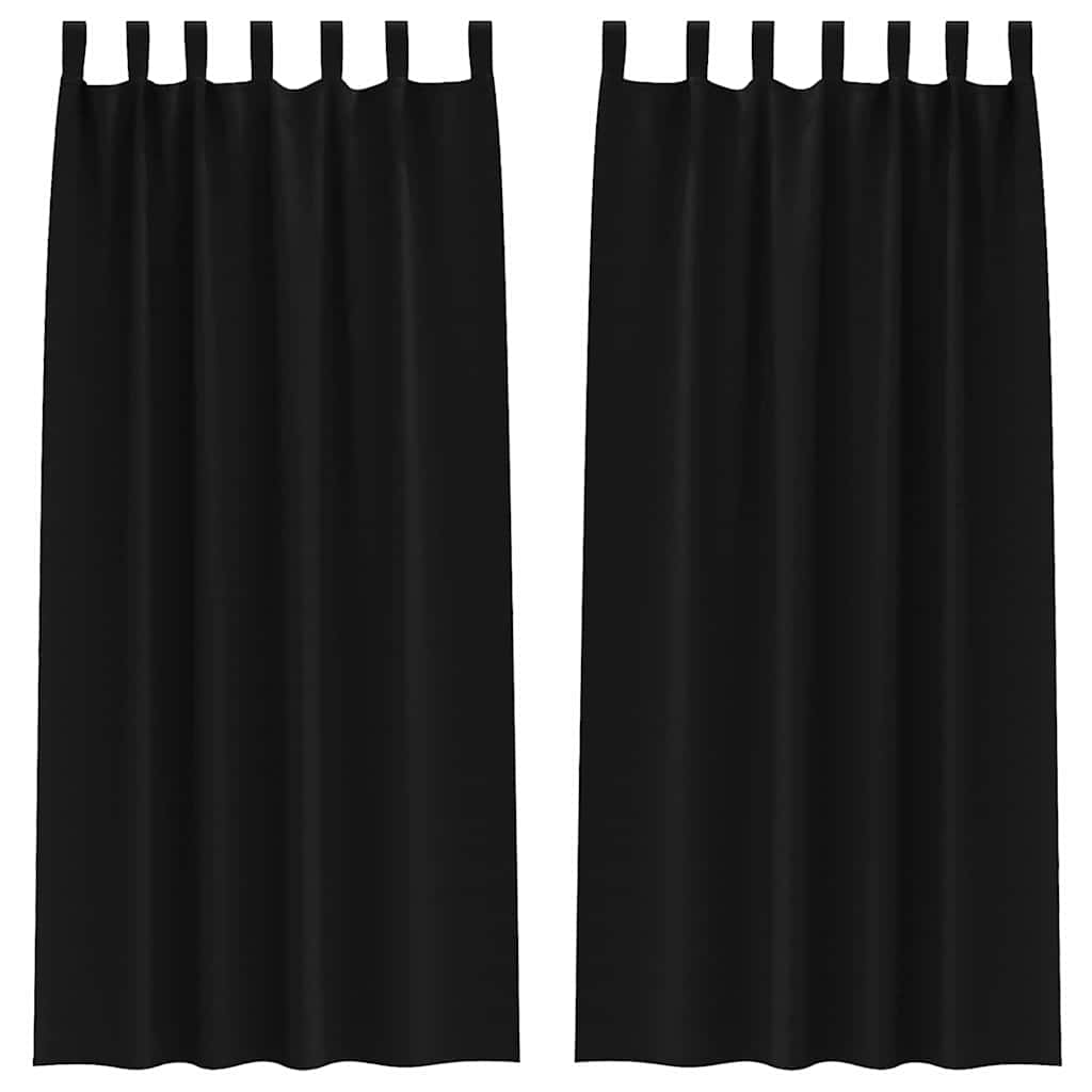 Zavjese za blackout s prstenovima 2 pcs Crna 245 x 140 cm
