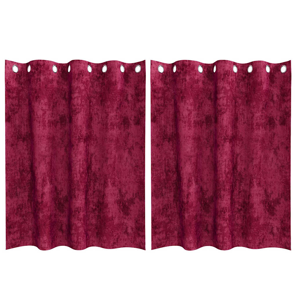 Baršunaste zavjese 2 pcs Vinska crvena 140 x 140 cm Baršun