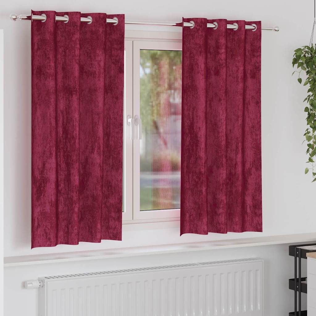 Baršunaste zavjese 2 pcs Vinska crvena 175 x 140 cm Baršun
