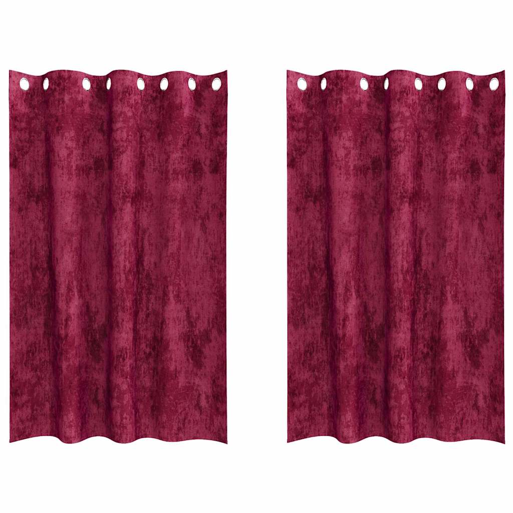 Baršunaste zavjese 2 pcs Vinska crvena 175 x 140 cm Baršun