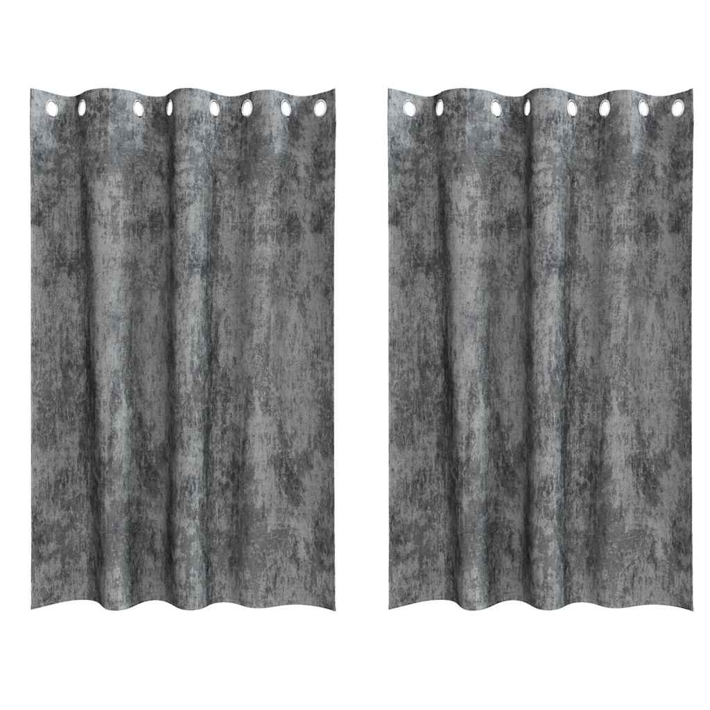 Baršunaste zavjese sa zavjesama 2 pcs Siva 175 x 140 cm Baršun