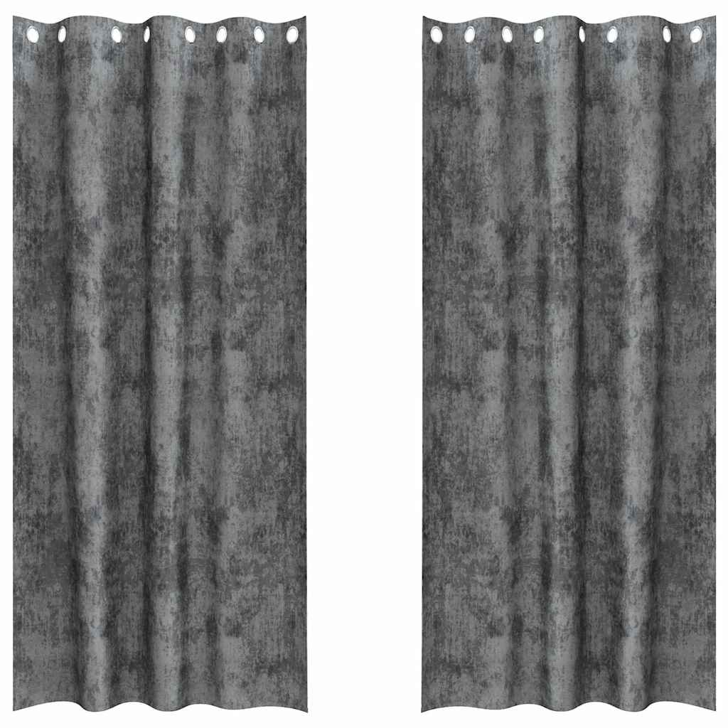 Baršunaste zavjese sa zavjesama 2 pcs Siva 225 x 140 cm Baršun