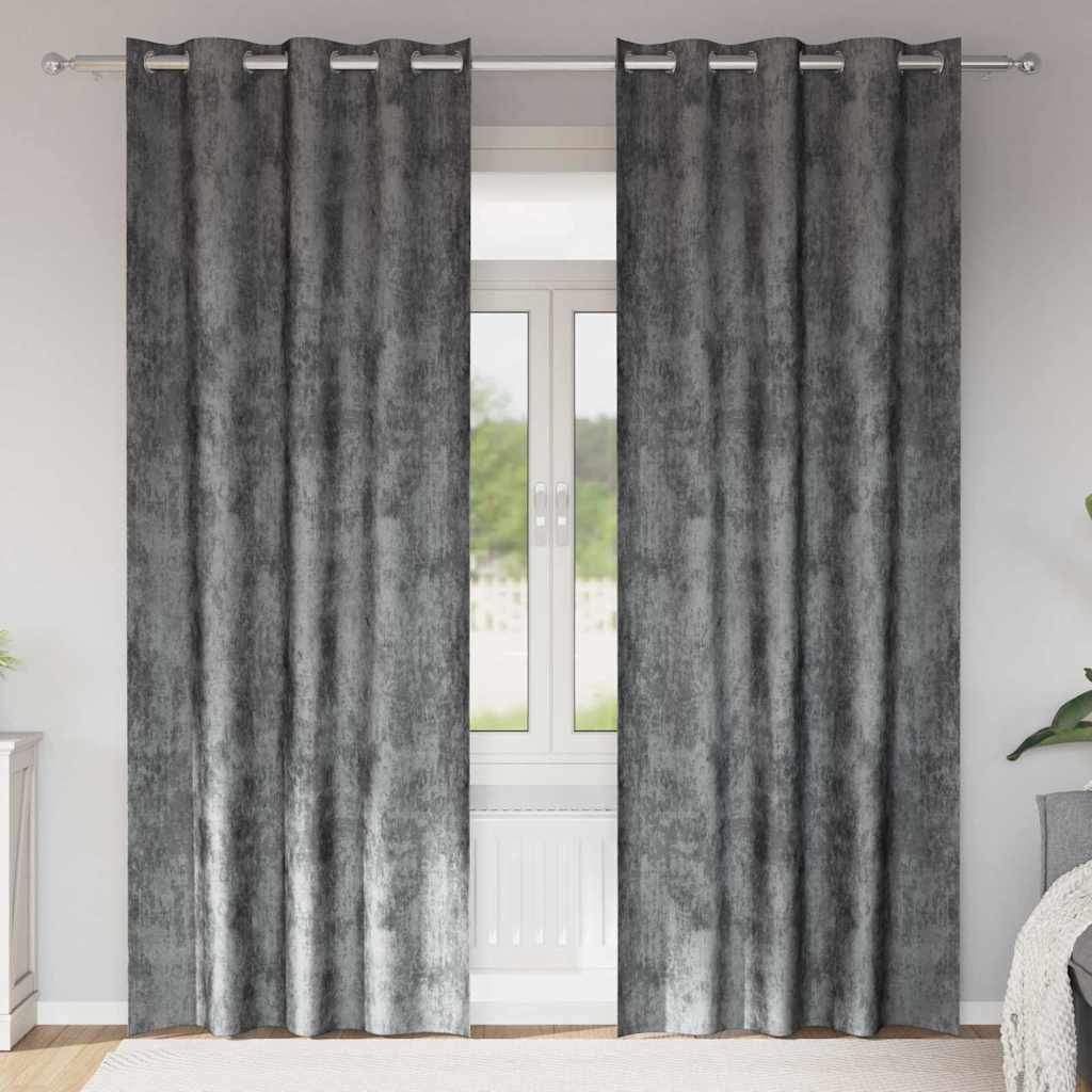 Baršunaste zavjese sa zavjesama 2 pcs Siva 260 x 140 cm Baršun