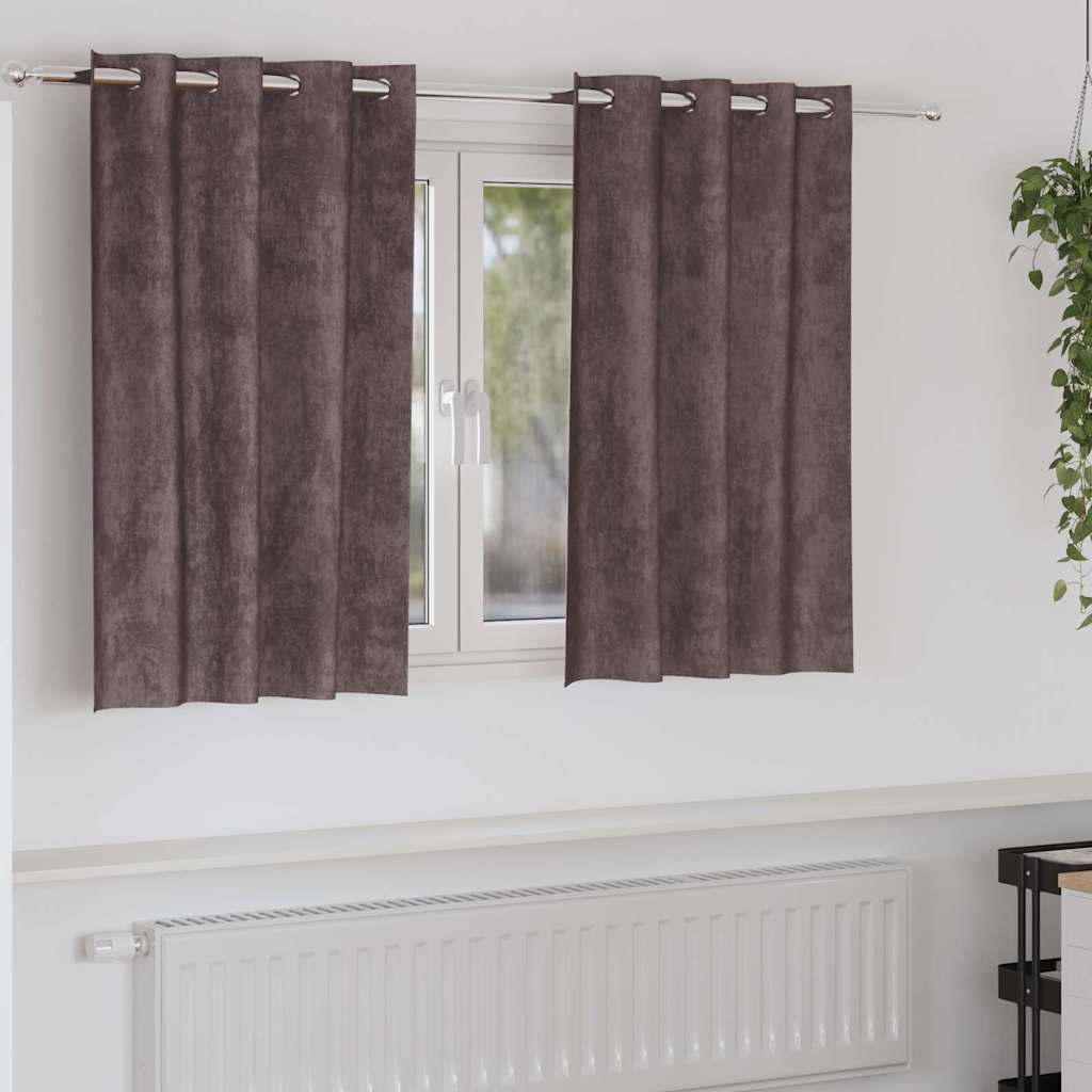 Baršunaste zavjese sa zavjesama 2 pcs Smeđa 140 x 140 cm Baršun