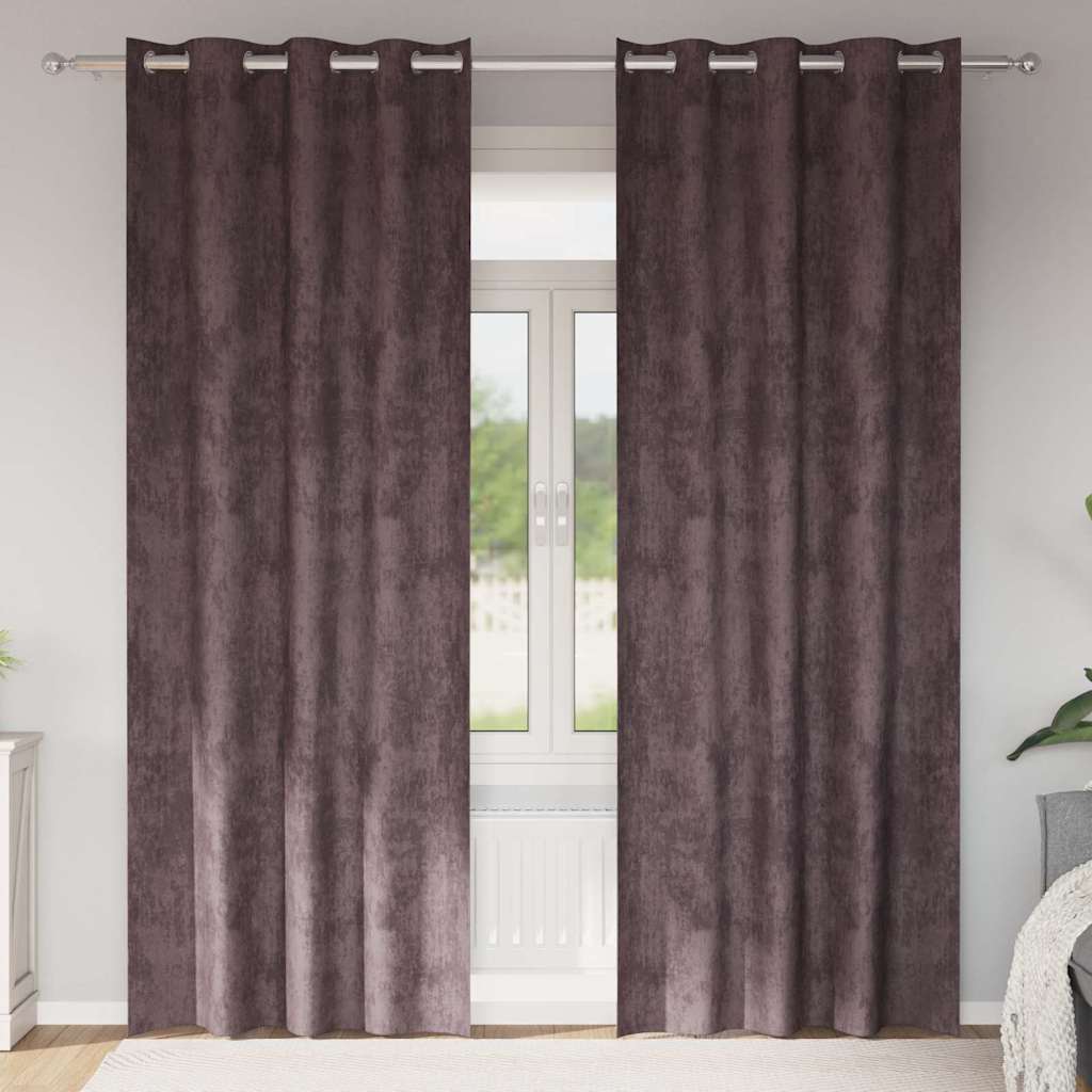 Baršunaste zavjese sa zavjesama 2 pcs Smeđa 225 x 140 cm Baršun