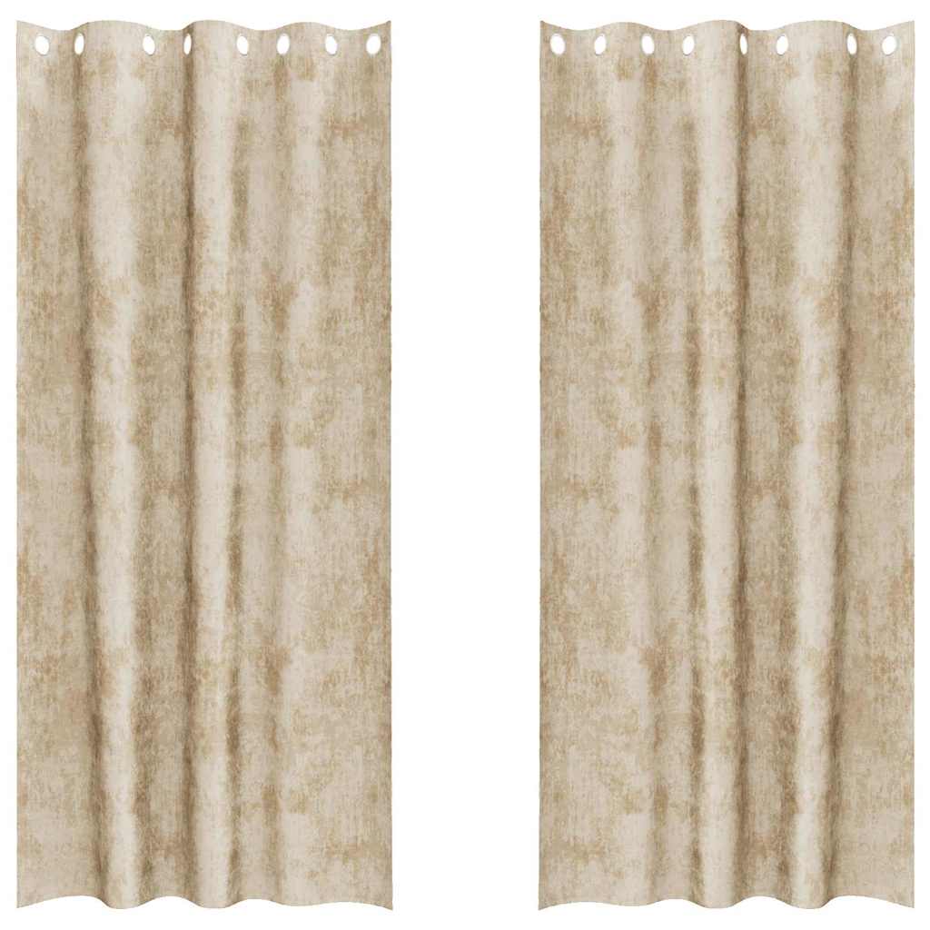 Baršunaste zavjese sa zavjesama 2 pcs Krema 225 x 140 cm Baršun