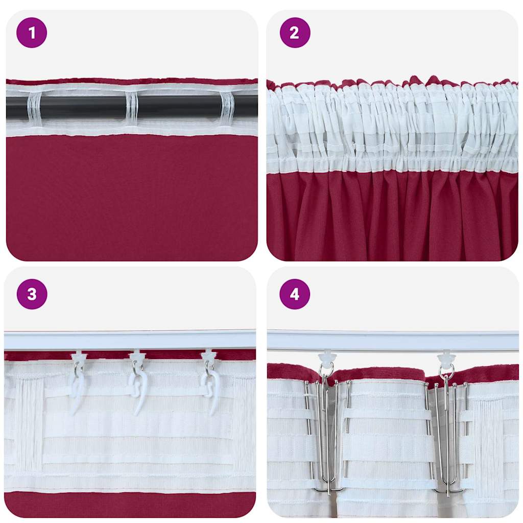 Baršunaste zavjese 2 pcs boja crnog vina 175 x 140 cm Baršun