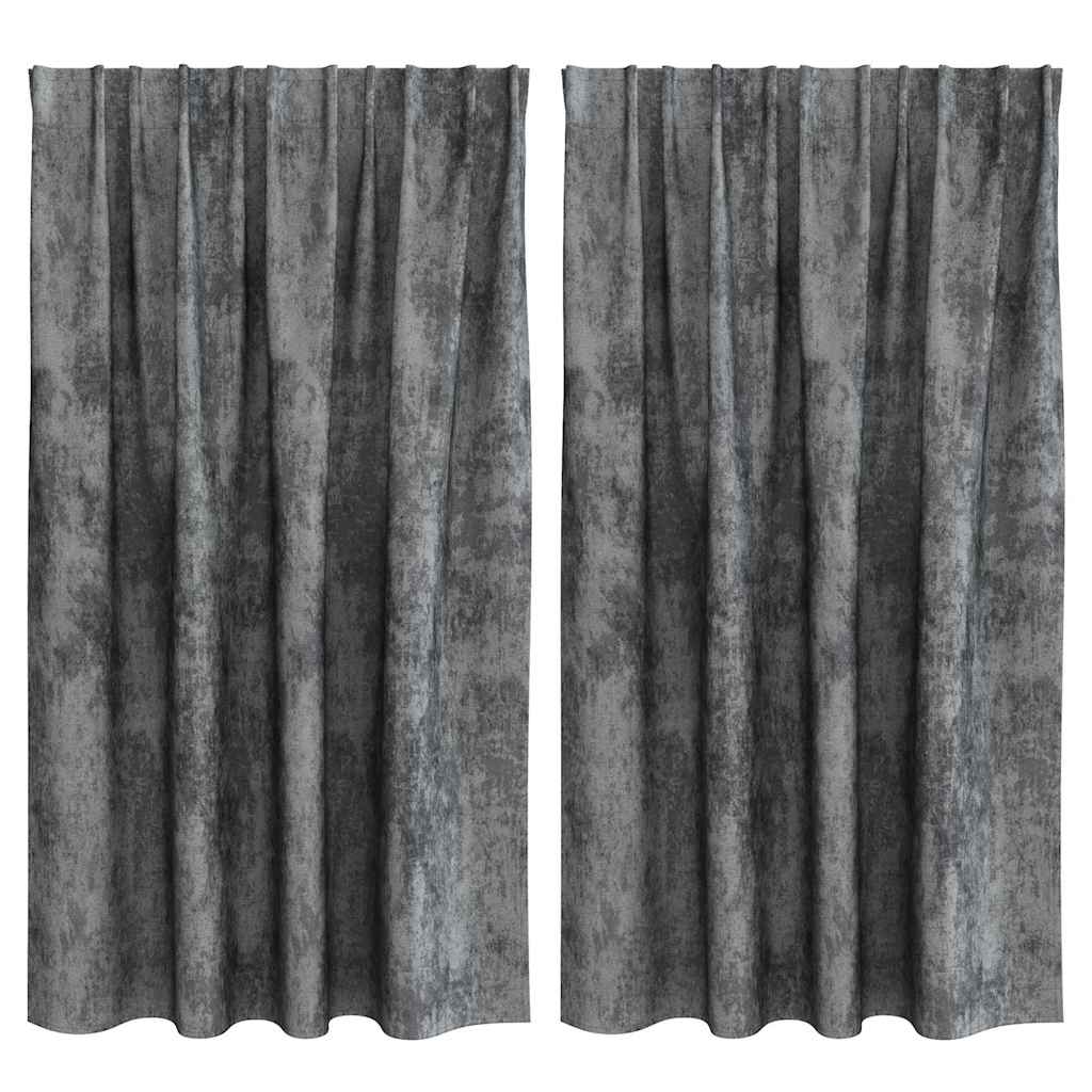 Baršunaste zavjese sa zavjesama 2 pcs Siva 140 x 140 cm Baršun