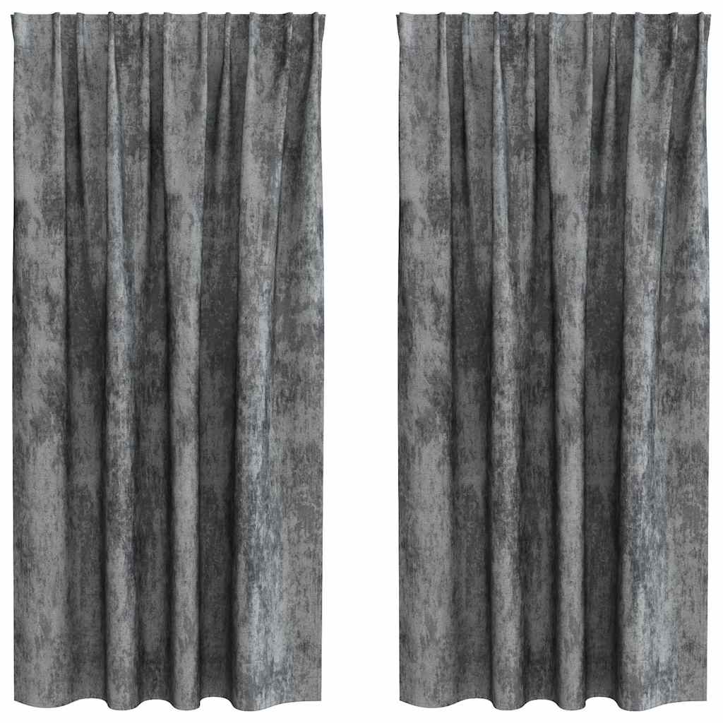 Baršunaste zavjese sa zavjesama 2 pcs Siva 175 x 140 cm Baršun