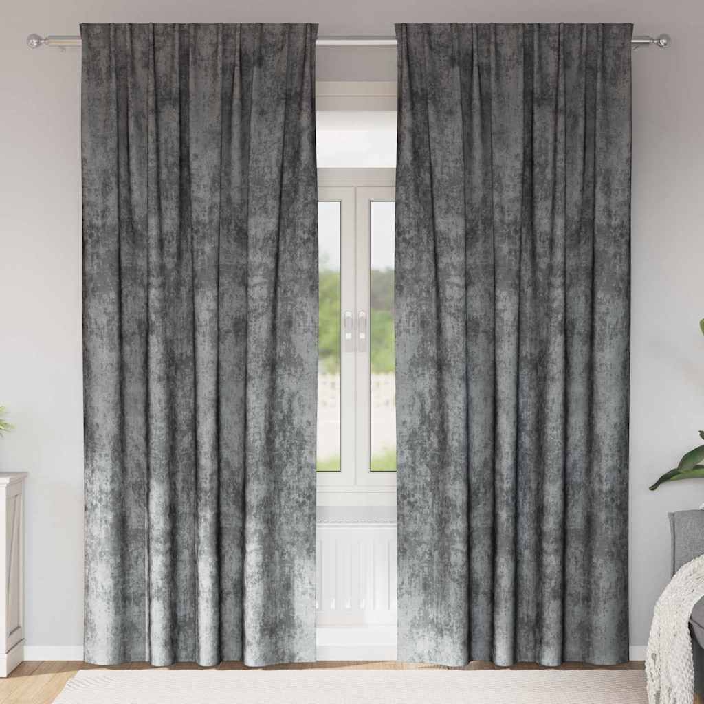 Baršunaste zavjese sa zavjesama 2 pcs Siva 225 x 140 cm Baršun