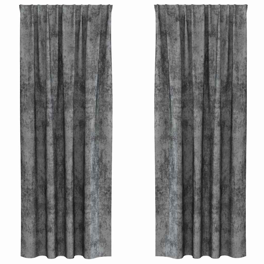 Baršunaste zavjese sa zavjesama 2 pcs Siva 260 x 140 cm Baršun