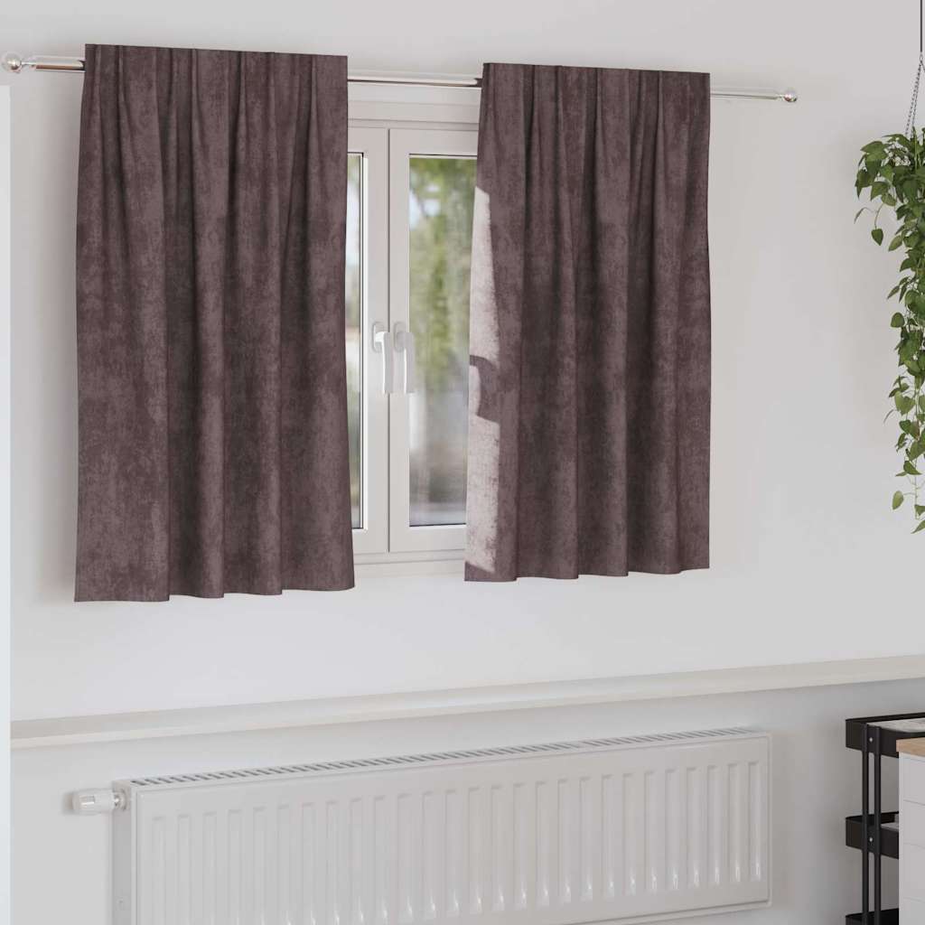Baršunaste zavjese sa zavjesama 2 pcs Smeđa 140 x 140 cm Baršun