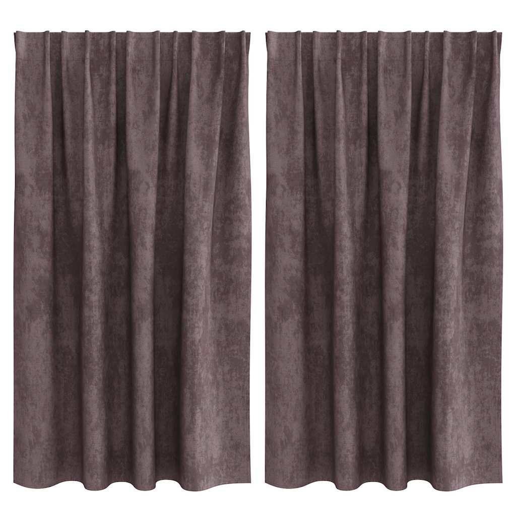 Baršunaste zavjese sa zavjesama 2 pcs Smeđa 140 x 140 cm Baršun