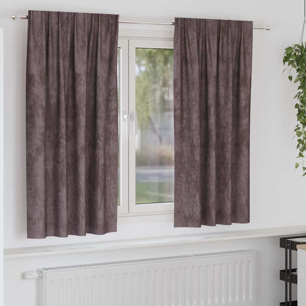 Baršunaste zavjese sa zavjesama 2 pcs Smeđa 175 x 140 cm Baršun
