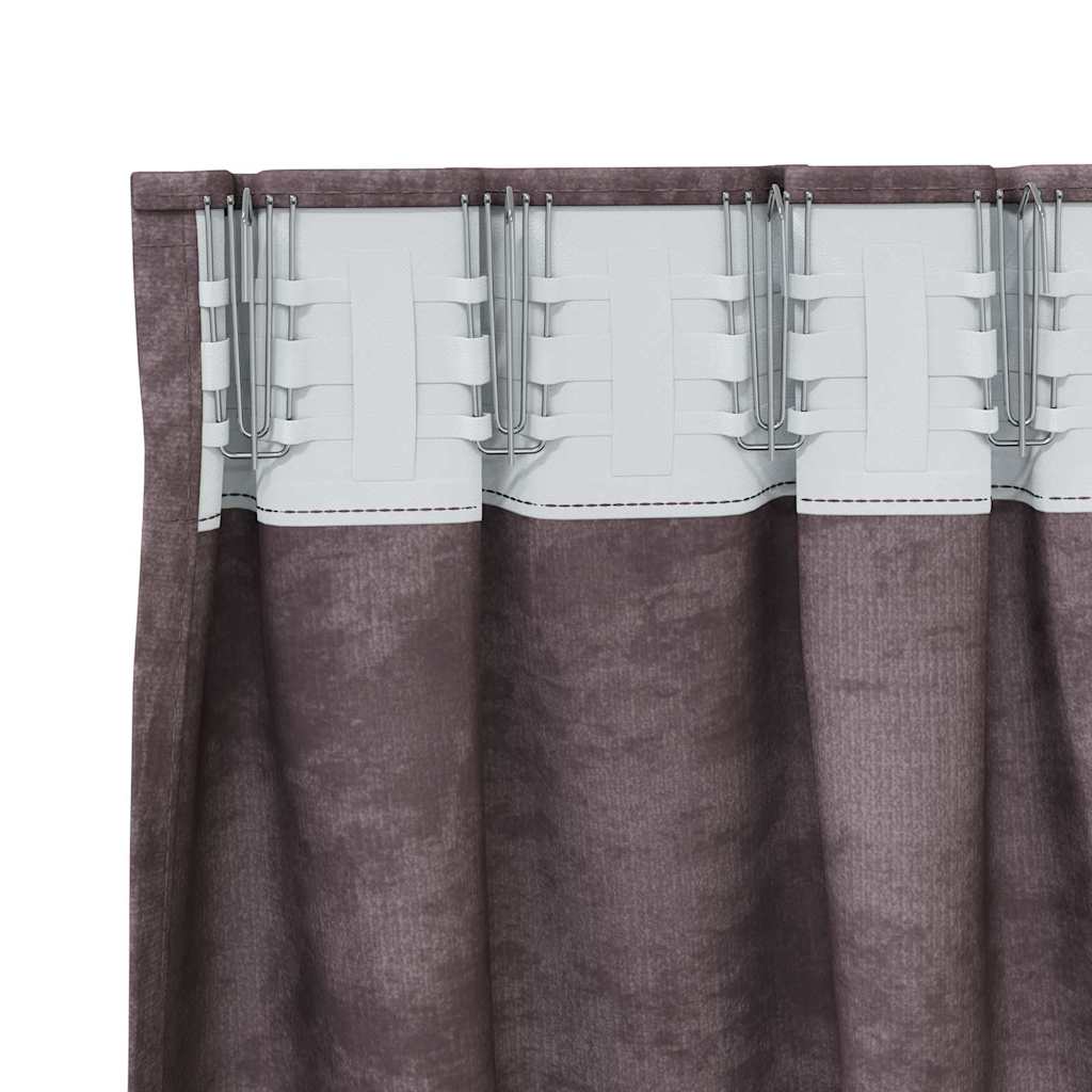 Baršunaste zavjese sa zavjesama 2 pcs Smeđa 245 x 140 cm Baršun