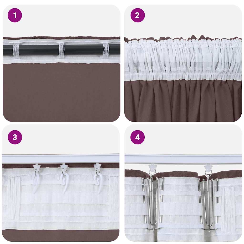 Baršunaste zavjese sa zavjesama 2 pcs Smeđa 260 x 140 cm Baršun
