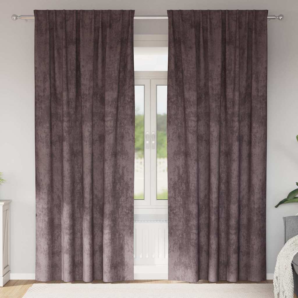 Baršunaste zavjese sa zavjesama 2 pcs Smeđa 260 x 140 cm Baršun