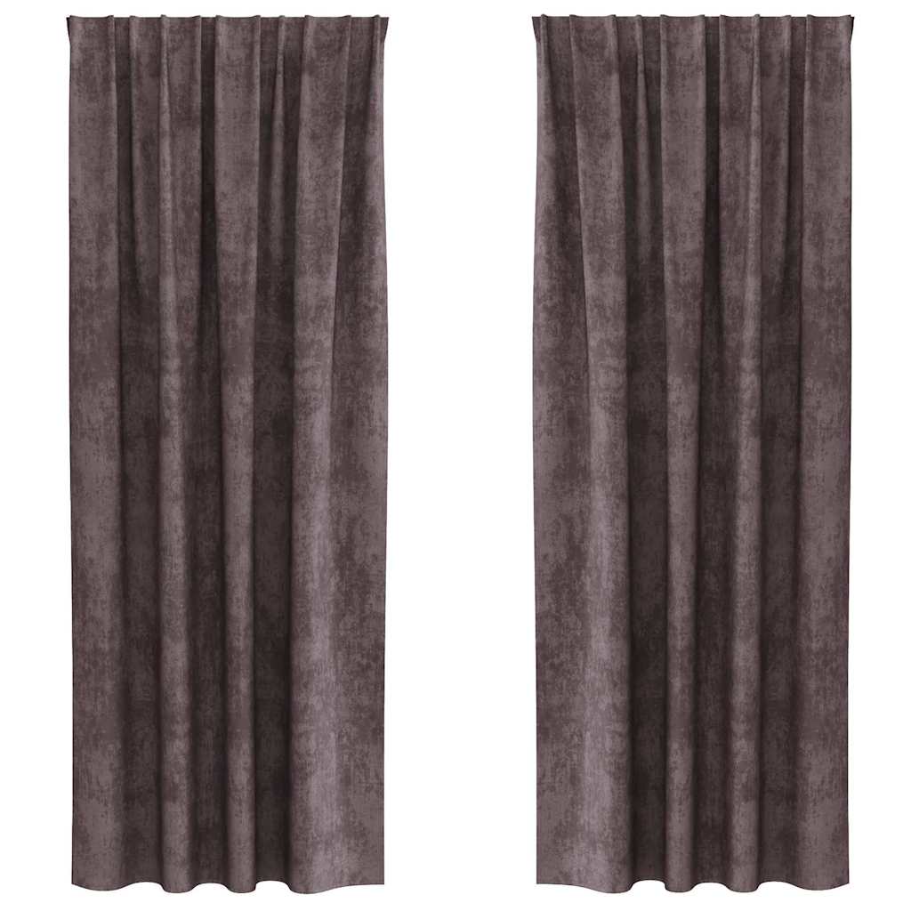 Baršunaste zavjese sa zavjesama 2 pcs Smeđa 260 x 140 cm Baršun