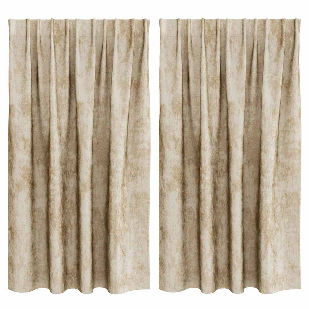 Baršunaste zavjese sa zavjesama 2 pcs Krema 140 x 140 cm Baršun
