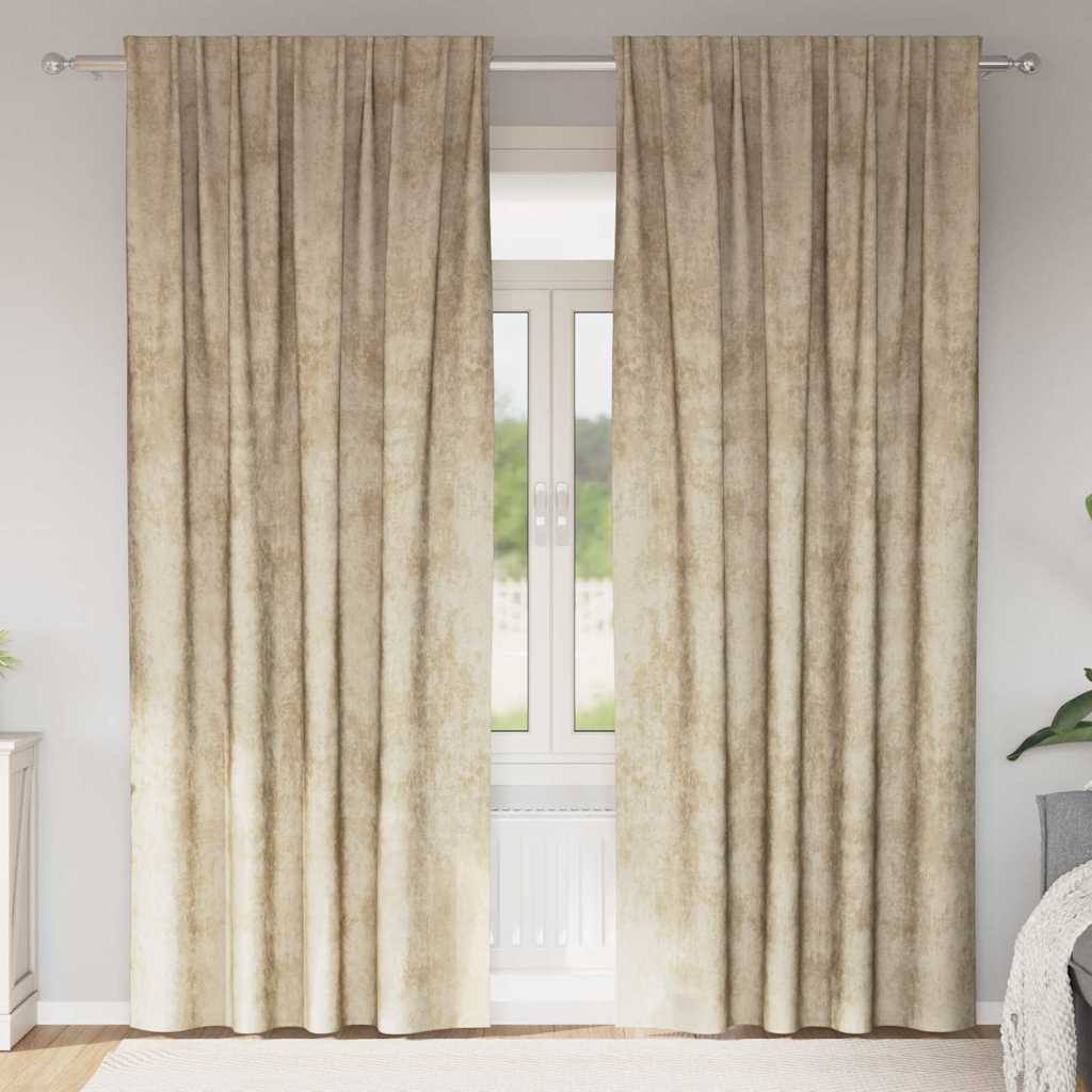 Baršunaste zavjese sa zavjesama 2 pcs Krema 260 x 140 cm Baršun