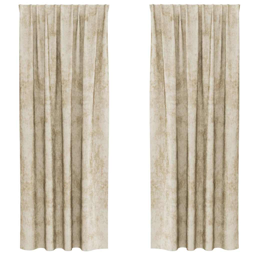 Baršunaste zavjese sa zavjesama 2 pcs Krema 260 x 140 cm Baršun