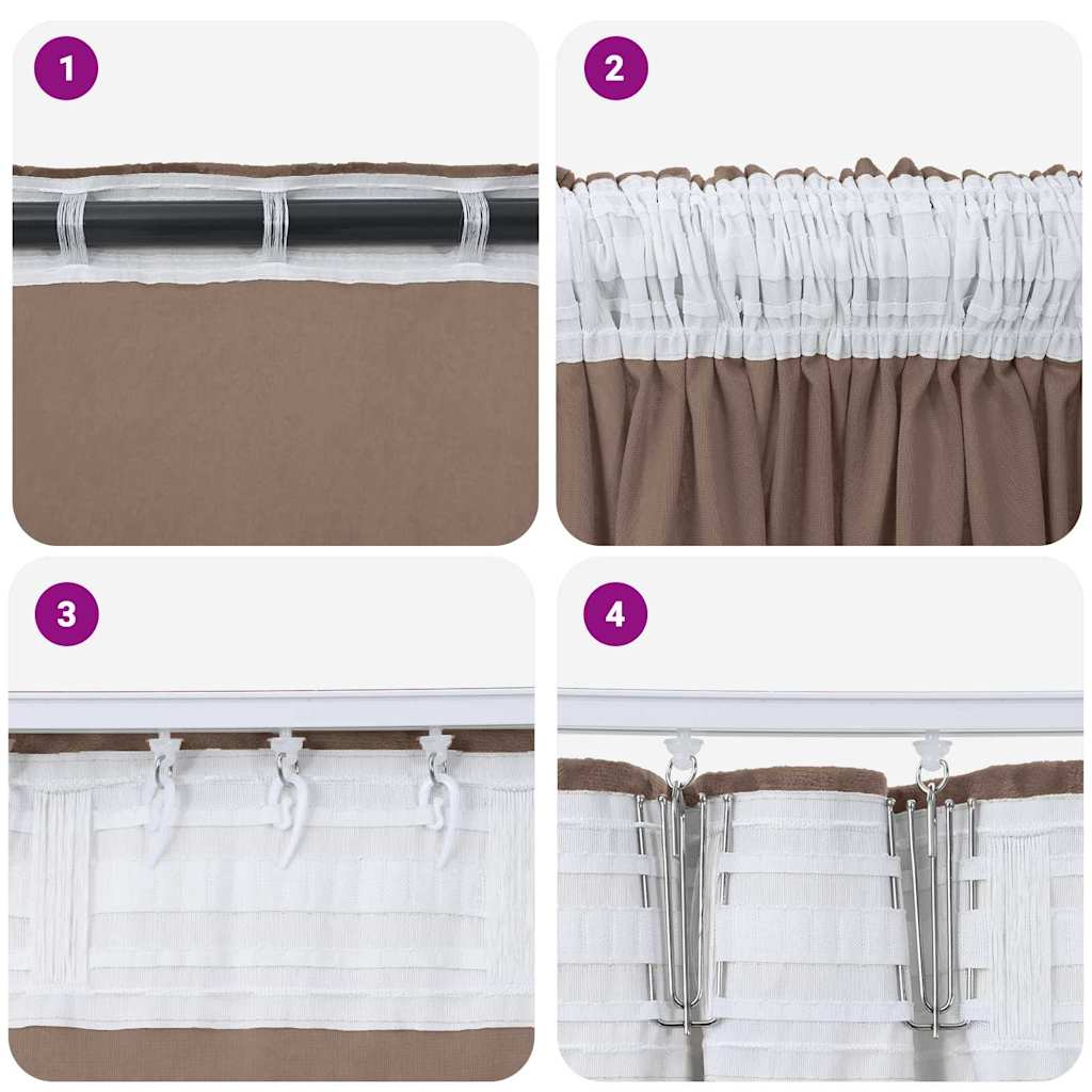 Baršunaste zavjese 2 pcs Boja cappuccina 175 x 140 cm Baršun