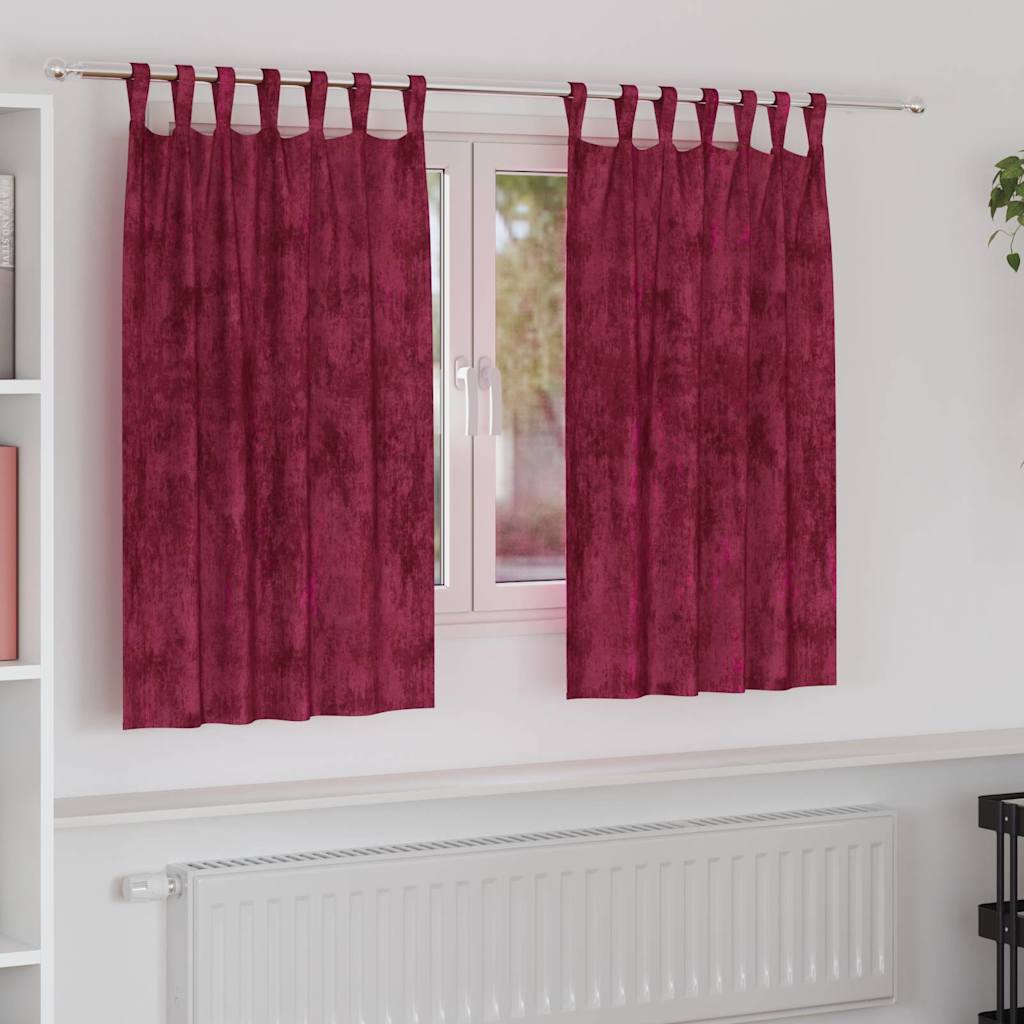 Baršunaste zavjese 2 pcs Vinska crvena 140 x 140 cm Baršun
