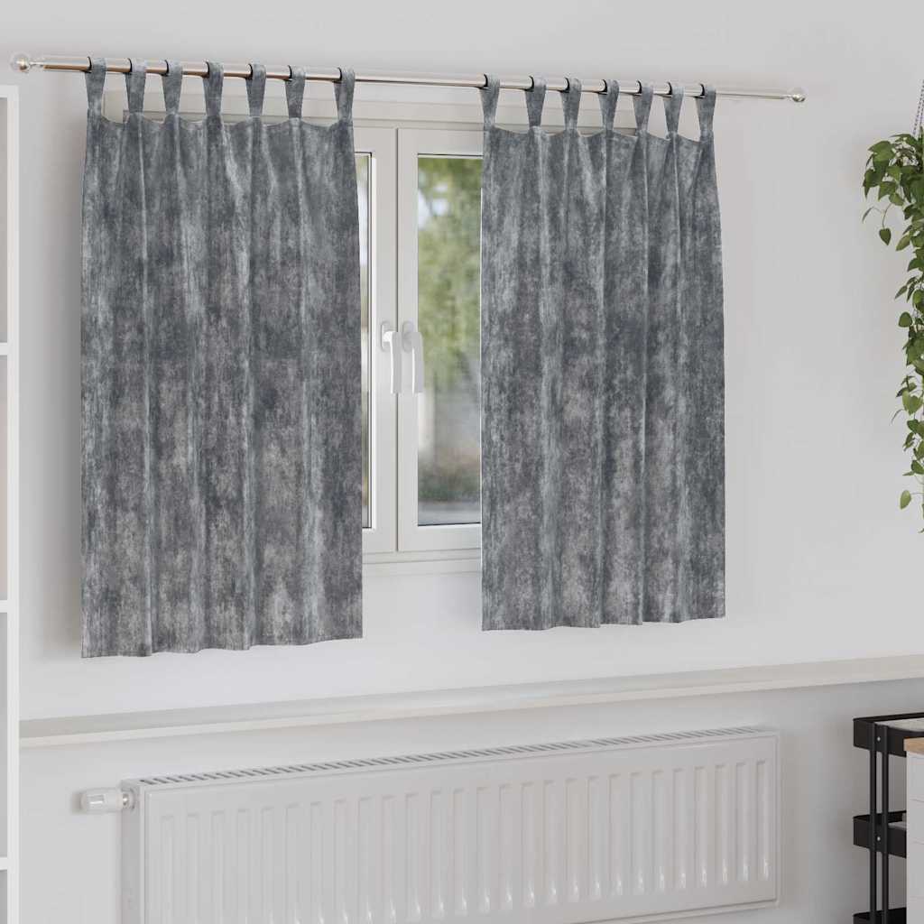 Baršunaste zavjese sa zavjesama 2 pcs Siva 140 x 140 cm Baršun