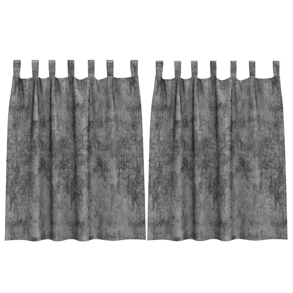 Baršunaste zavjese sa zavjesama 2 pcs Siva 140 x 140 cm Baršun
