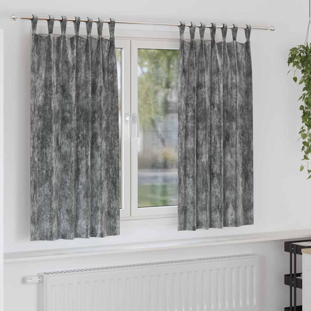 Baršunaste zavjese sa zavjesama 2 pcs Siva 175 x 140 cm Baršun