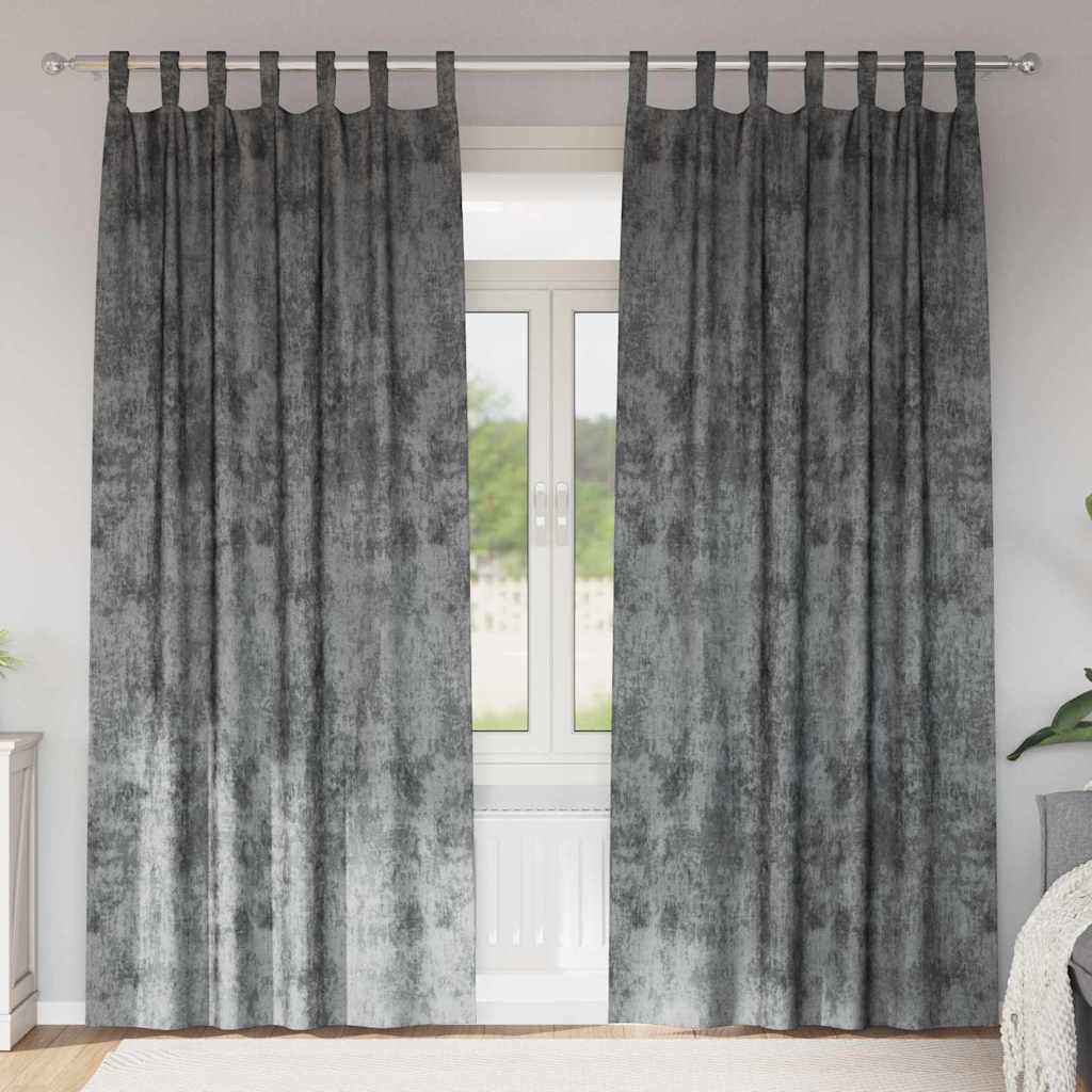 Baršunaste zavjese sa zavjesama 2 pcs Siva 225 x 140 cm Baršun