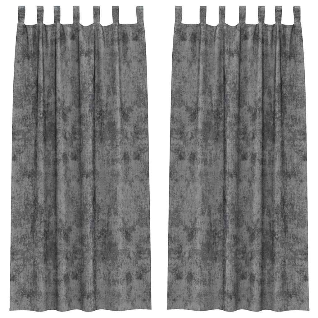 Baršunaste zavjese sa zavjesama 2 pcs Siva 225 x 140 cm Baršun